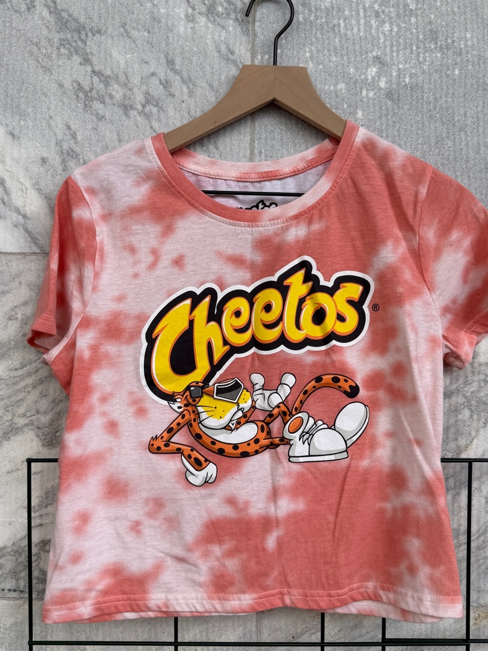 Cheetos Chester Cheetah Tie-Dye Cropped Tee Size Small